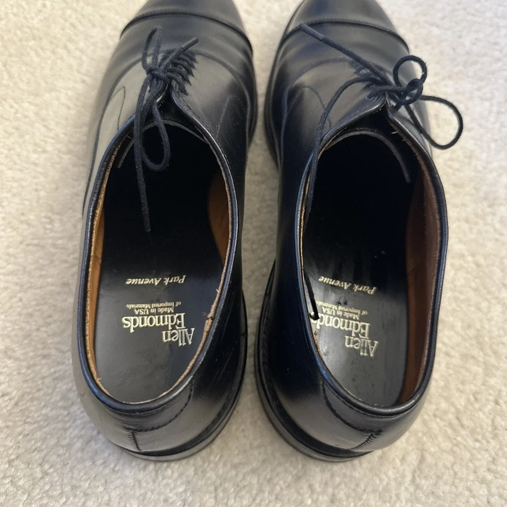 Allen Edmonds Park Avenue Oxfords Dress Shoes Mens Sz 10.5 Black Leather Cap Toe - Picture 4 of 11